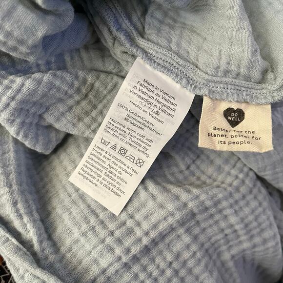 Madewell Park Gauze Popover Shirt Womens XL Blue Dusty Pool Casual Basic Cotton - Picture 6 of 8